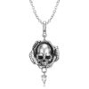 Flower Skull Pendant S925 Silver Punk Style